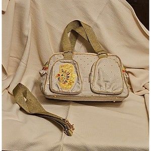 Collaboration Limited Personality Lesportsac Manoush Handbag Cream  W/ Gold  NEW